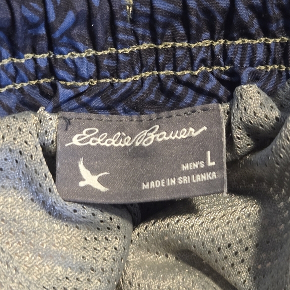 Eddie Bauer Mens 8" Orange Green Tropical Leaf Print Swim Trunks Size Large - Picture 6 of 6